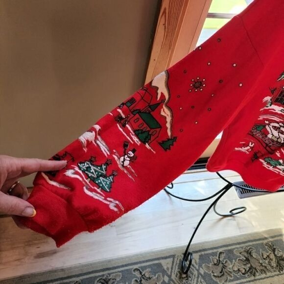 Nutcracker Vintage Sz M Red Puff Graphic Embellished Holiday House LS Sweatshirt - Picture 5 of 9